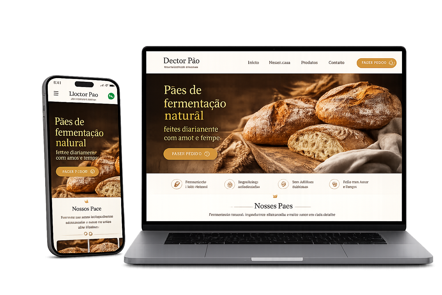 Mockup do site no computador e celular